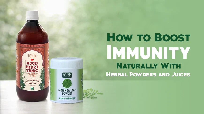 Boost immunity naturally with herbal wellness products including Good Heart Tonic and Moringa Leaf Powder by Nature’s Trunk.