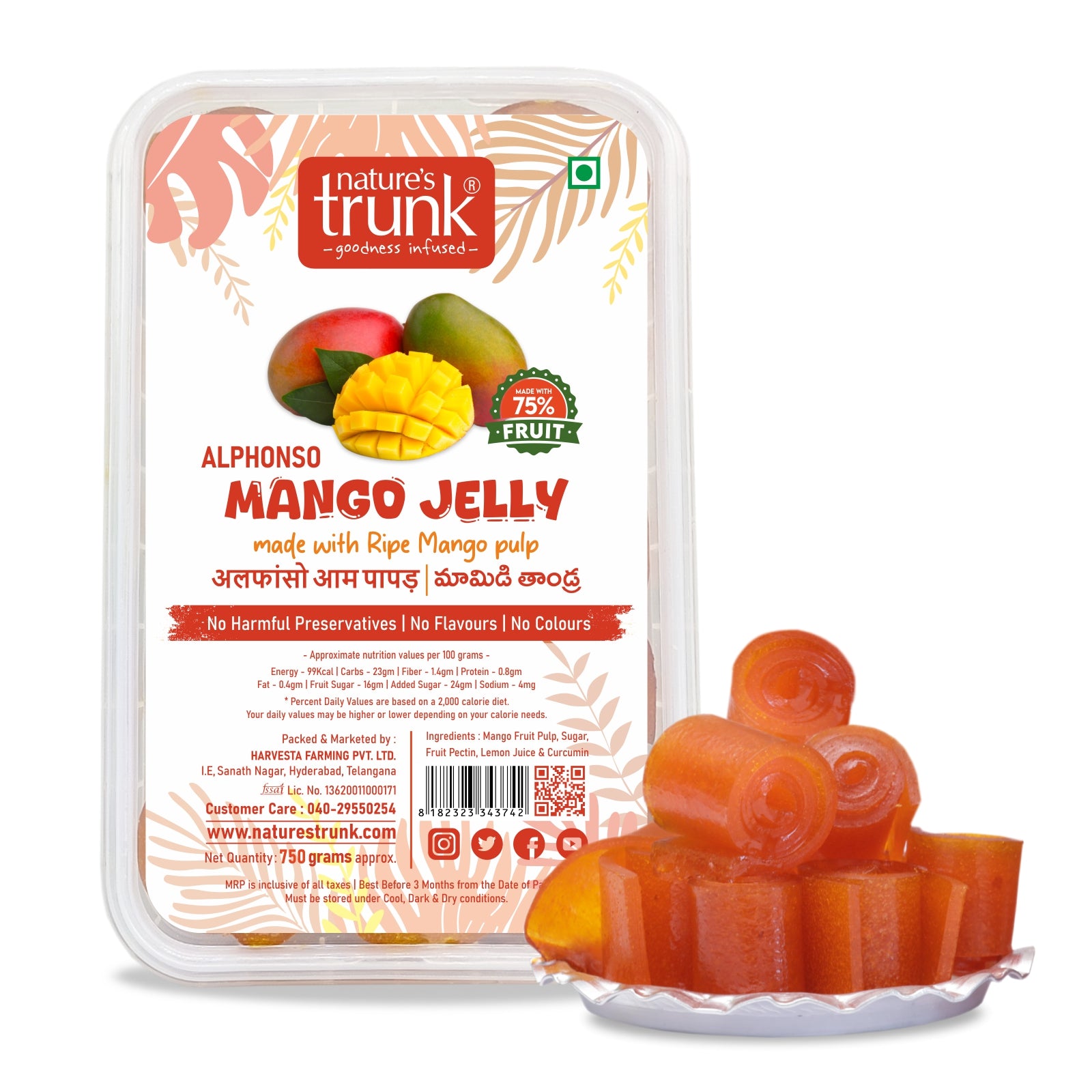 Nature's Trunk Premium Alphonso Mango Jelly made with ripe mango pulp and 75% fruit. Buy Alphonso Mango Jelly or order Alphonso Mango Jelly online for a naturally delicious treat.