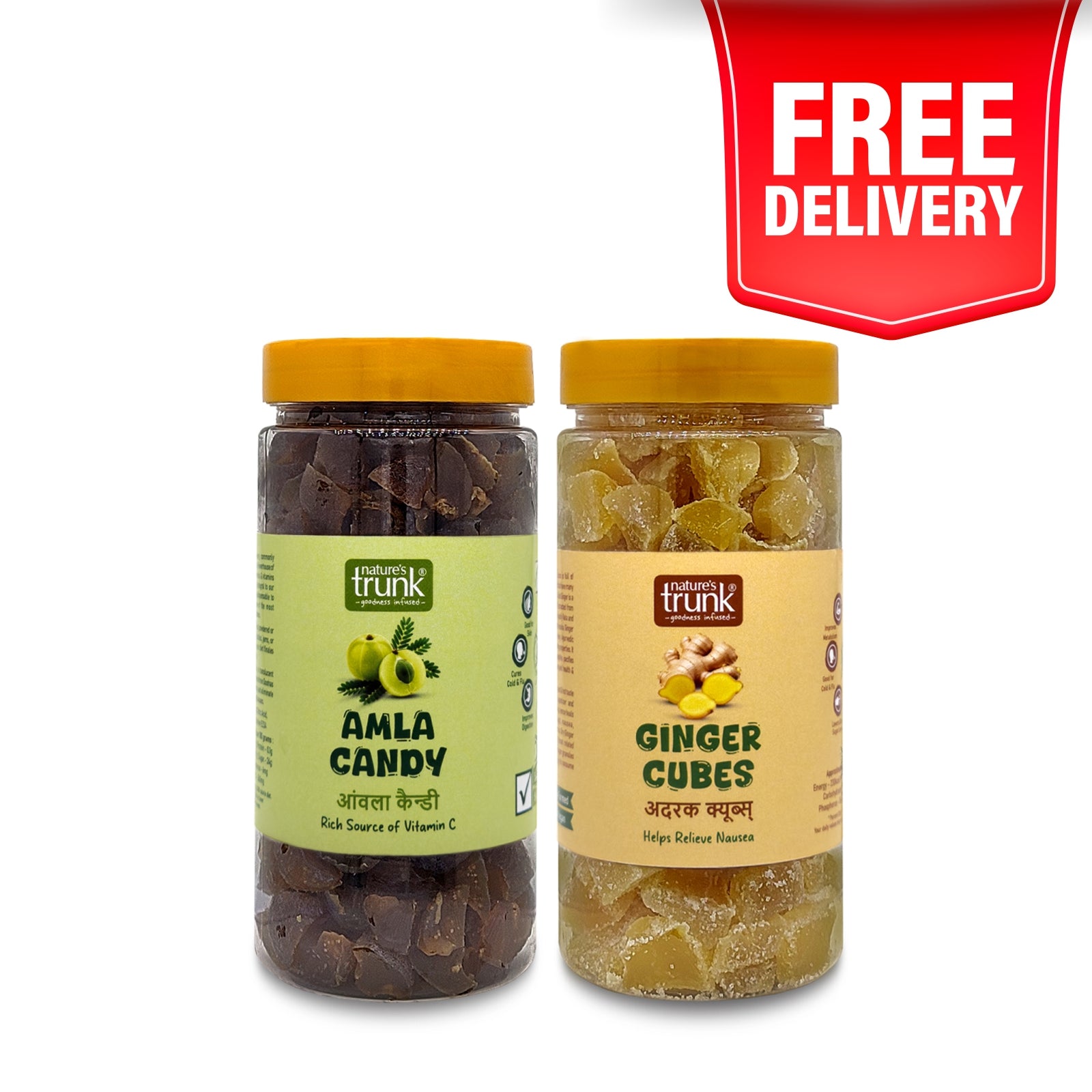 Nature's Trunk Amla Candy and Ginger Cubes Combo with free delivery. Buy Amla Candy and Ginger Cubes Combo online for a natural wellness duo packed with wholesome goodness.