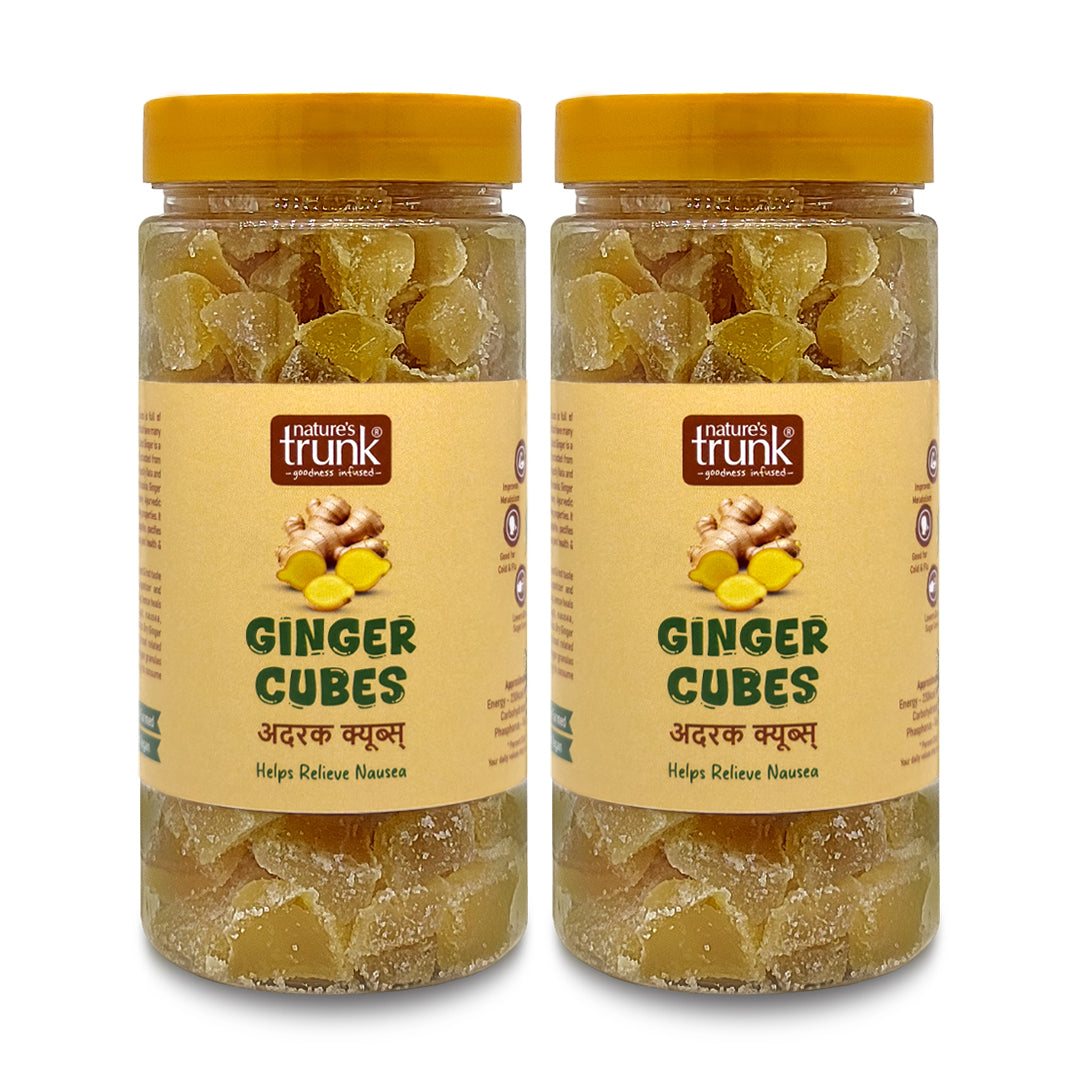 Healthy ginger cubes combo pack made from fresh ginger, chewy candy bites for immunity and digestive support