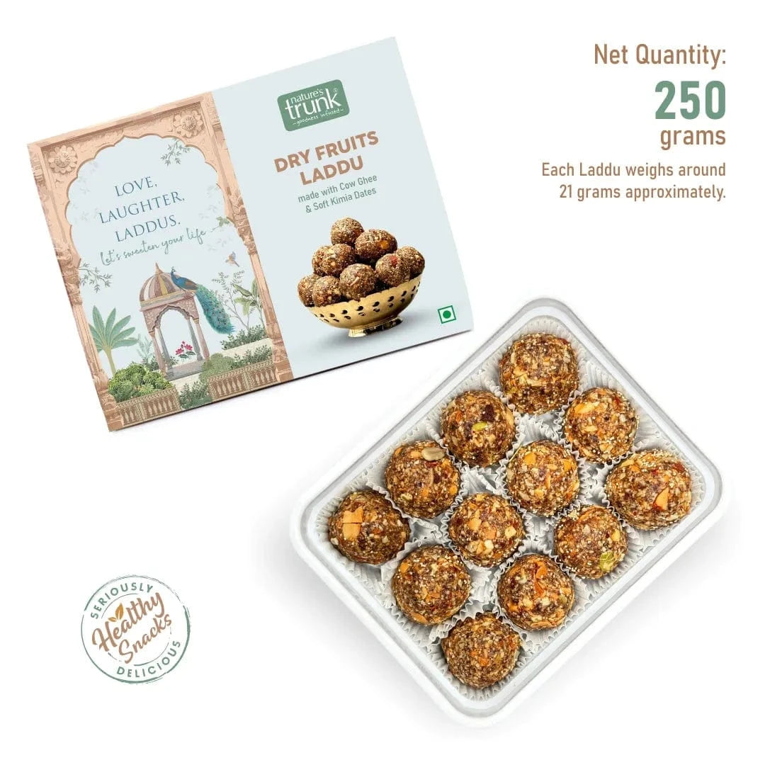Close-up of dry fruit laddu showing rich nuts and texture — premium Indian sweet treat. Order and buy sweets online with quality assurance.