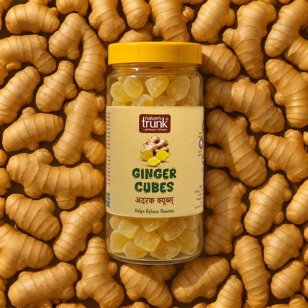 Ginger cubes made from fresh ginger candy, spicy sweet healthy snack, buy ginger cubes online for daily digestion support