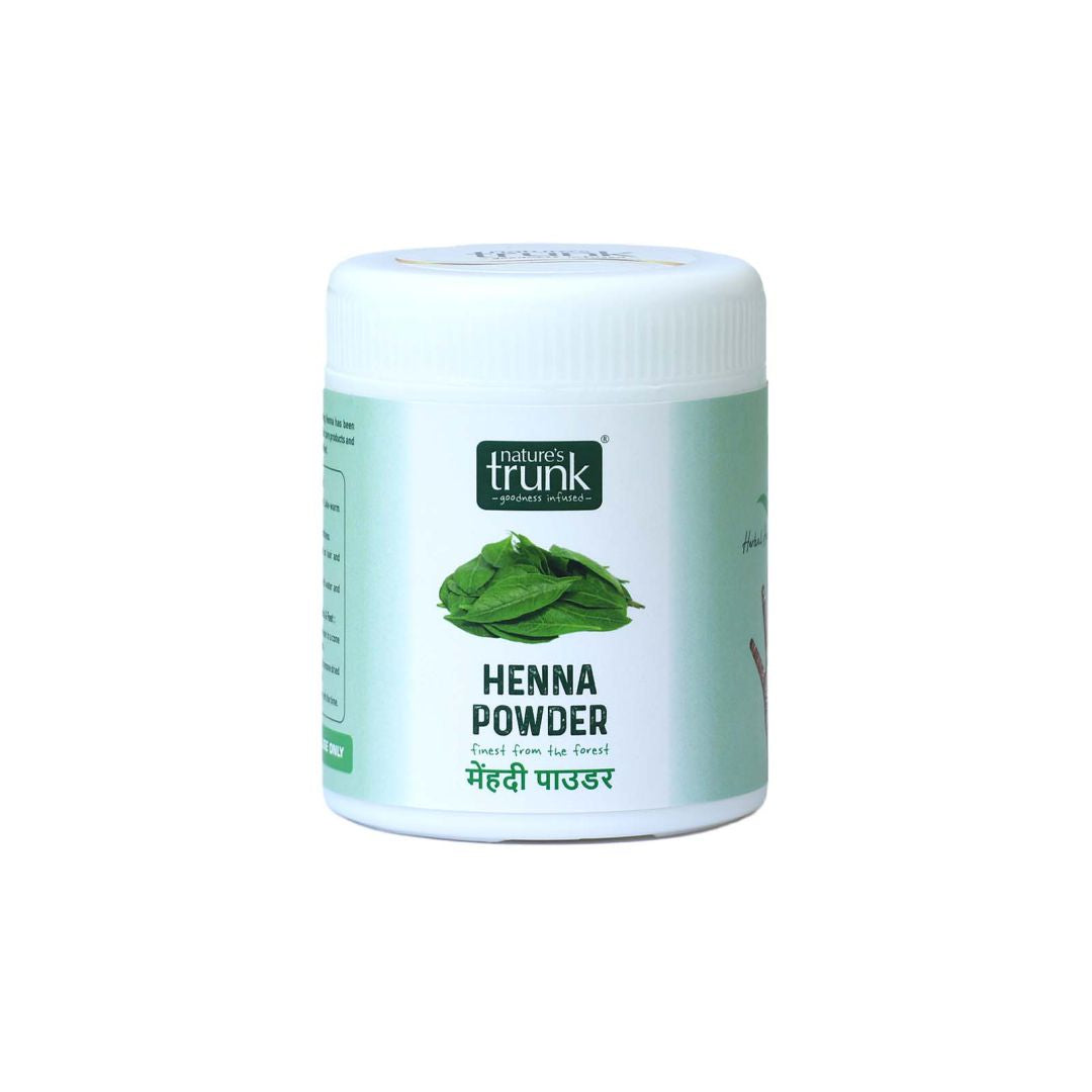 Henna powder 175 g pack by Nature’s Trunk — finely processed Mehandhi Powder for smooth application and natural hair color. Buy Mehandhi Powder online.