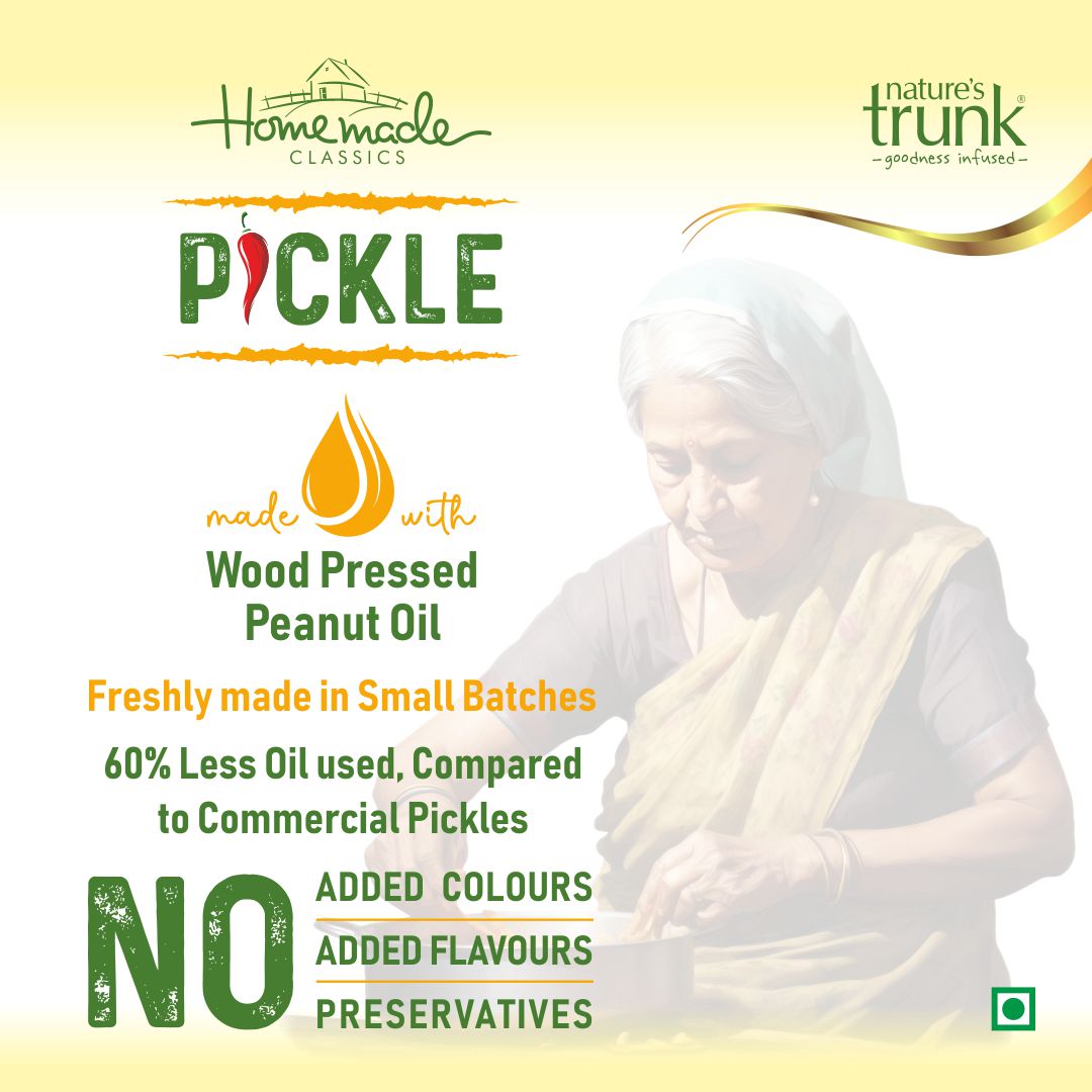 Nature’s Trunk homemade nimakaya pickle made in small batches with wood pressed oil and no preservatives