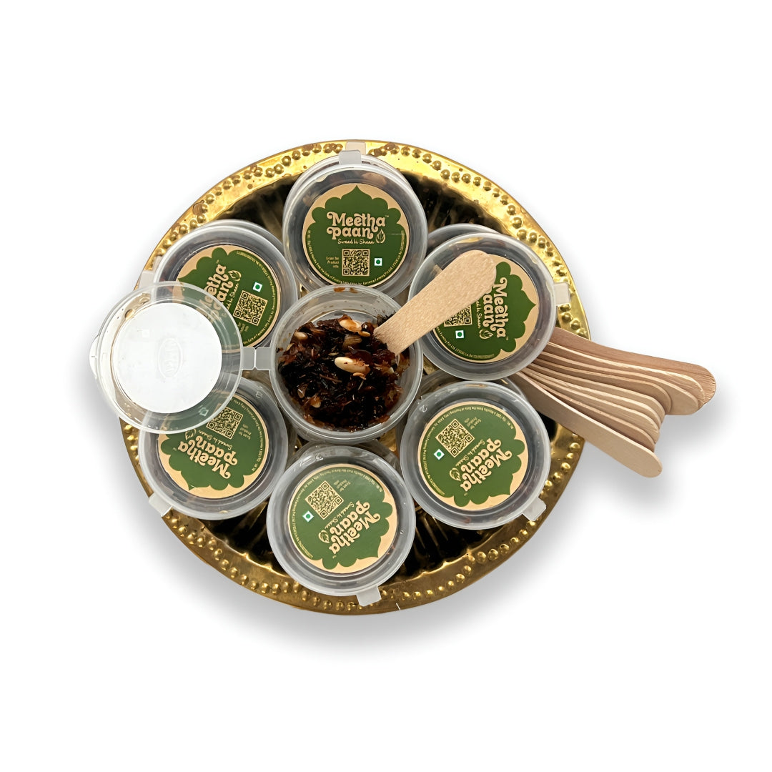 Close-up of meetha pan party pack 50 pieces highlighting sweet paan texture and quality — refreshing and flavorful for every occasion.