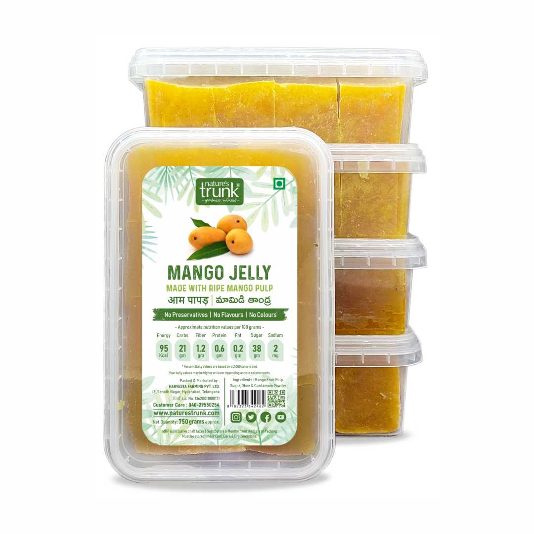 Close-up shot of natural mango jelly texture made from ripe mangoes and palm jaggery