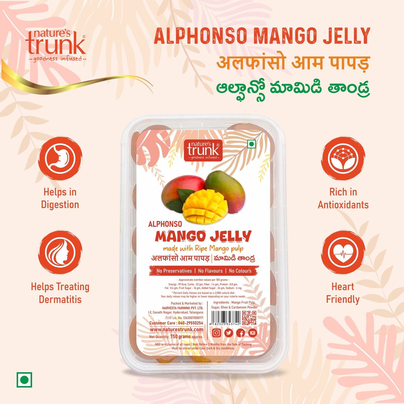 750g Alphonso mango jelly jar by Nature’s Trunk – buy mango jellies online, best mango jelly online