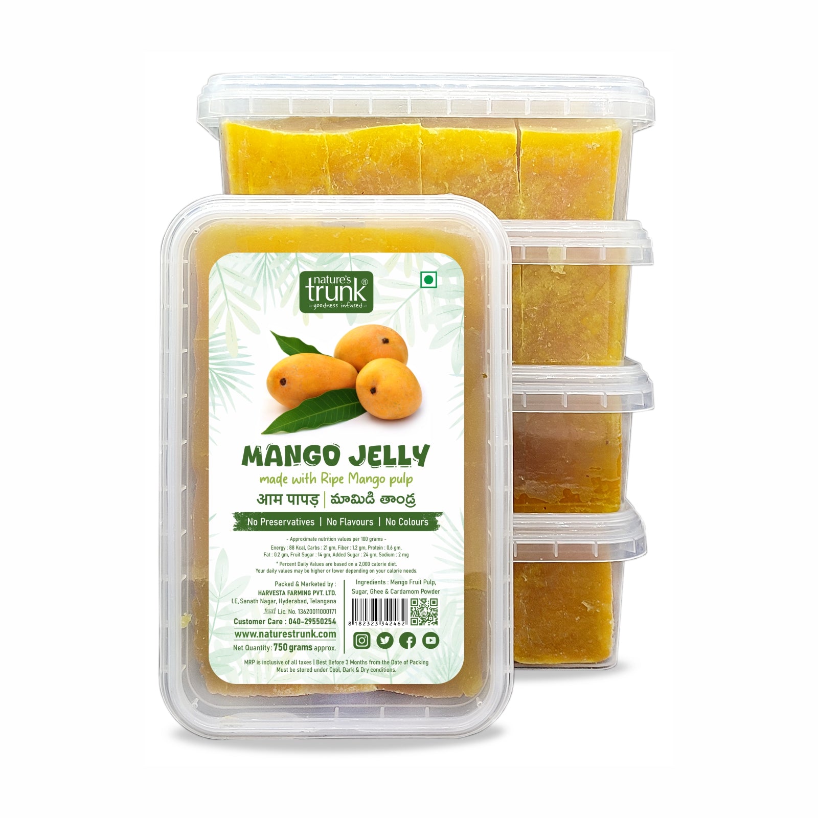 Nature’s Trunk 750g mango jelly showing rich golden color in jar – delicious premium mango jelly and best mango jelly for toast, desserts and snacks