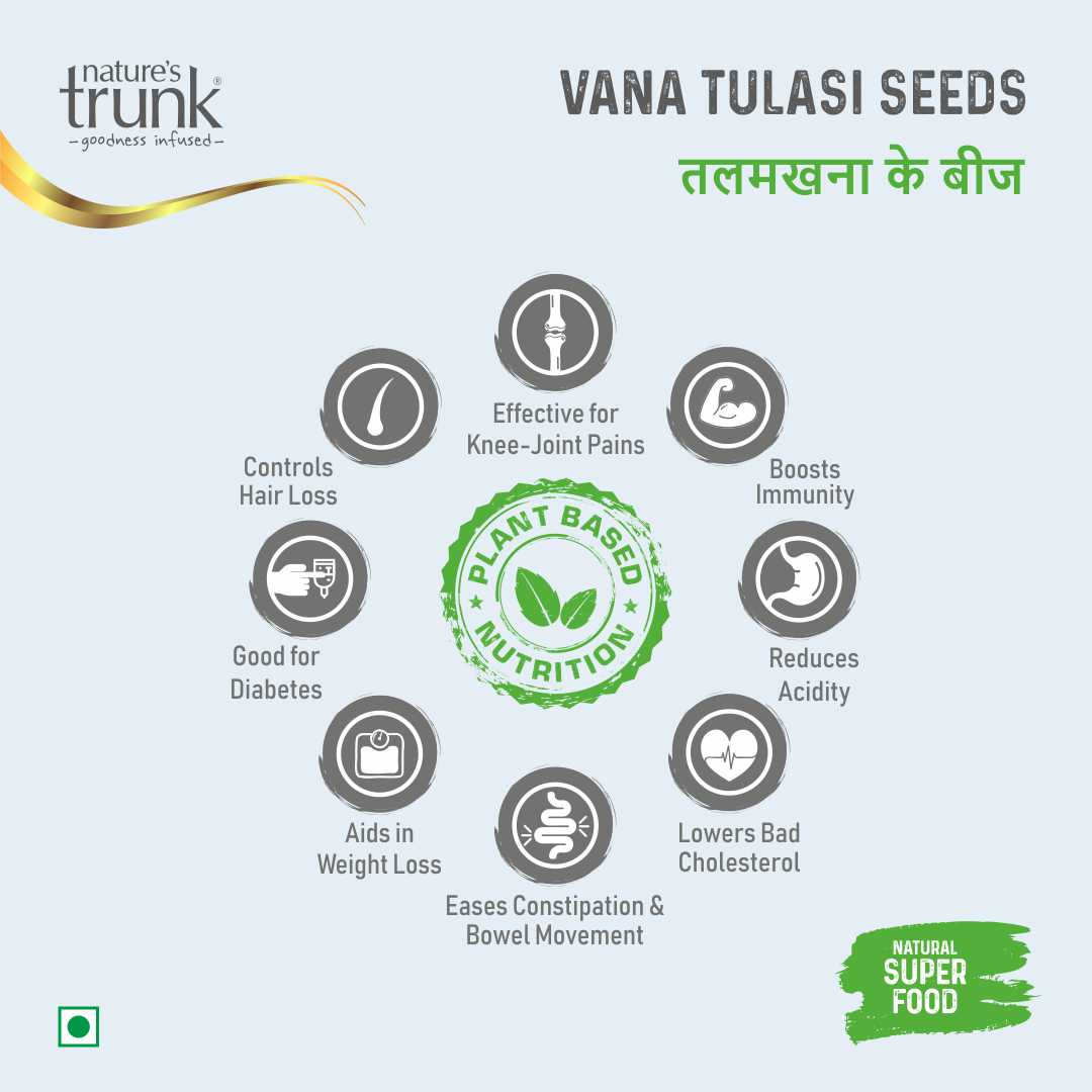 Health and wellness benefits of Vana Tulasi Seeds 250g – natural tulasi seeds by Nature’s Trunk