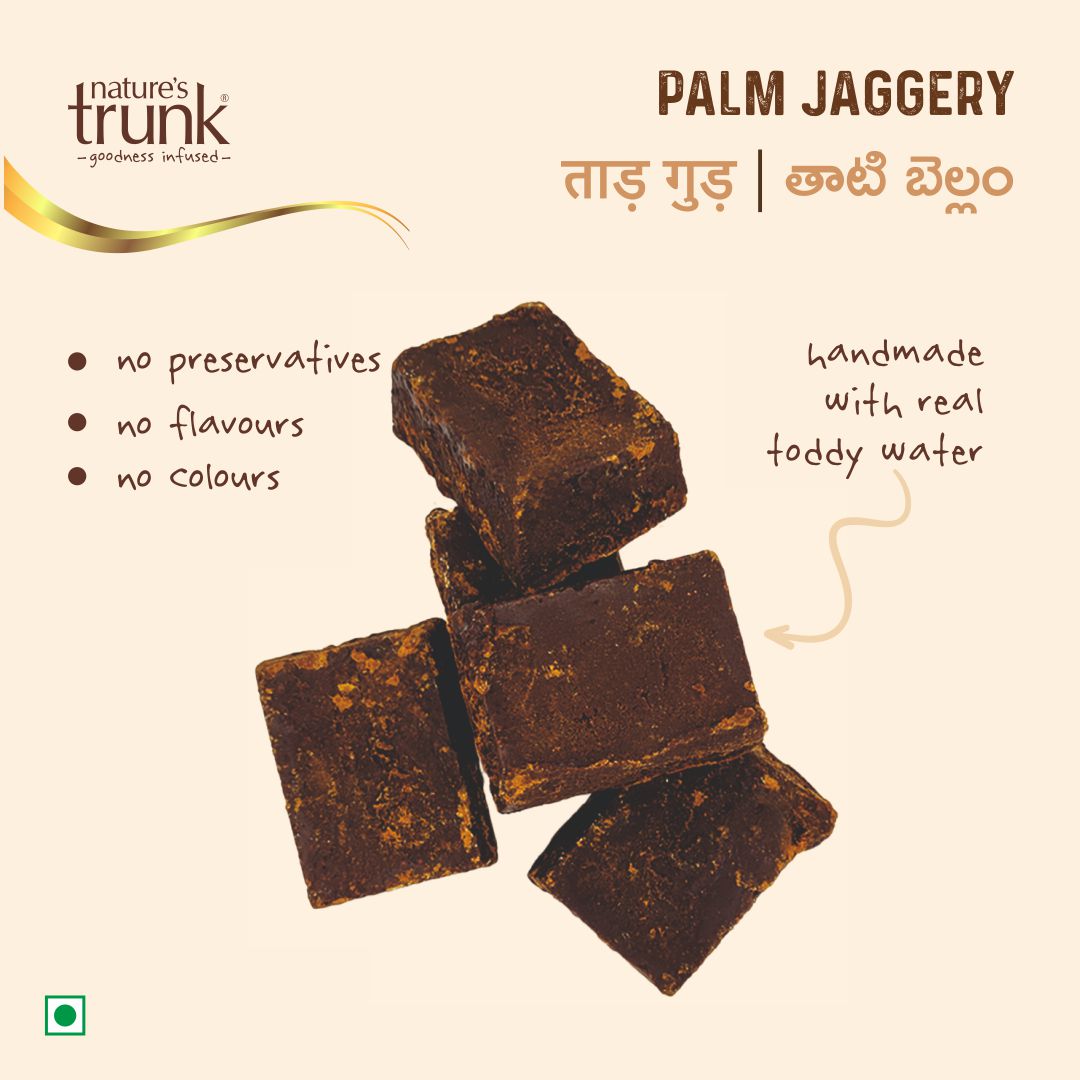 Palm jaggery benefits infographic — health advantages of palm jaggery