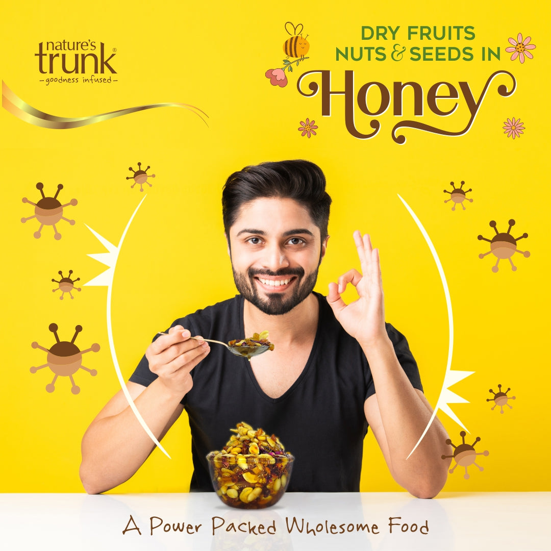 Close-up of gulkand with nuts & seeds and dry fruits — premium quality blend made for taste and wellness. Buy nuts & seeds with gulkand online.